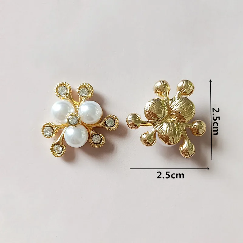 50pcs 25mm de Imitación de Perlas de Cristal de la Flor colgante de tela/de la boda del pelo de la Joyería de Resultados para BRICOLAJE Artesanal para la Fabricación de Joyas 2