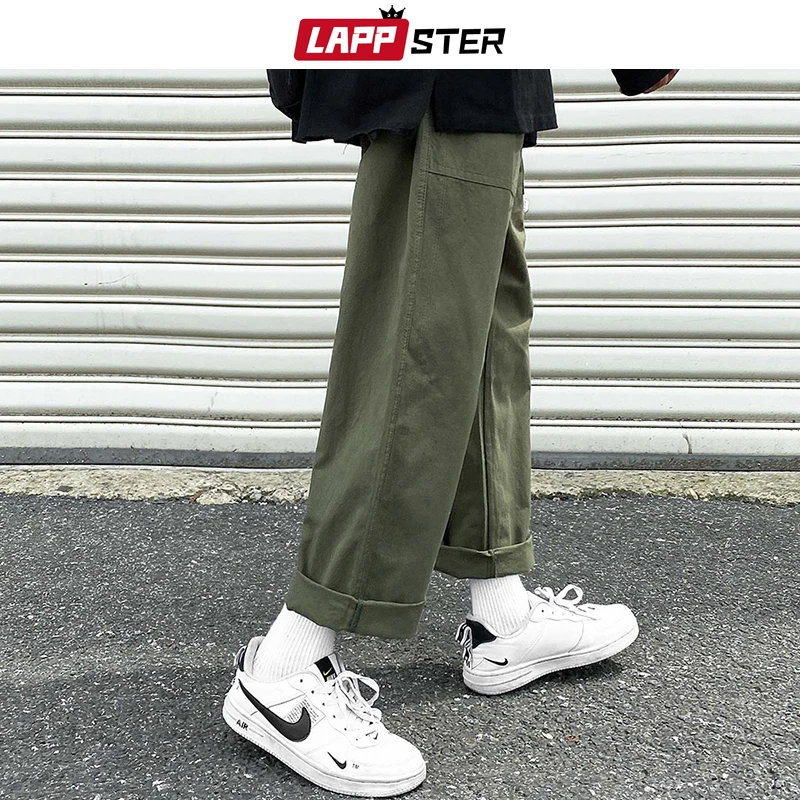 LAPPSTER los Hombres de color Caqui Japonés Streetwear Pantalones de Carga 2020 Overoles para Hombre Harajuku Pantalones de Carga coreano de Moda de la Vendimia de Corredores de Pantalones 2