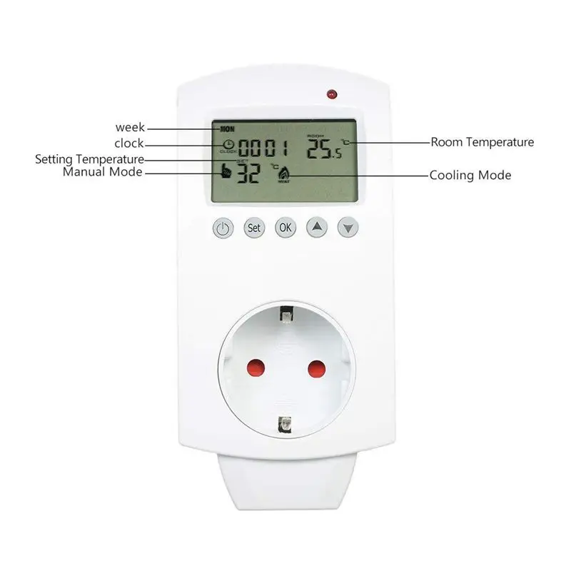 Enchufe de la UE Inalámbrico de Temperatura Controlador Inalámbrico de Calefacción de Piso Termostato Programable de la Pantalla LCD Zócalo de la Cámara de Calentador de Agua 2