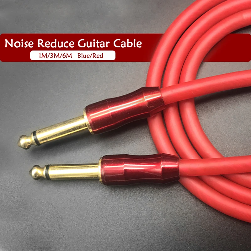 El ruido de Reducir Amplificador de Guitarra Cable 6.35 6.35 mm de Oro Conector Jack de Audio Cable para Eelectric Guitarra APLICACIONES de 1.5/3/6M 2