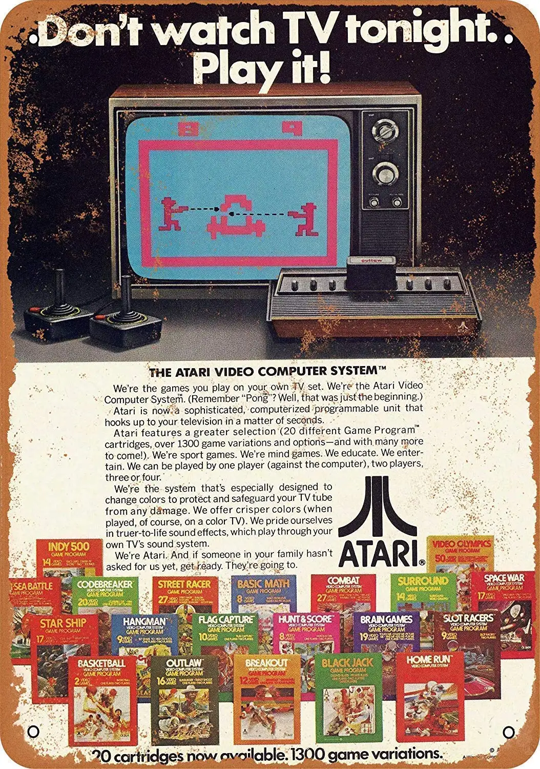 8x12 Atari Video Computer System Estaño Señal Vintage Criatura Divertida de Hierro de la Pintura del Metal de la Placa de la Personalidad de la Novedad 2