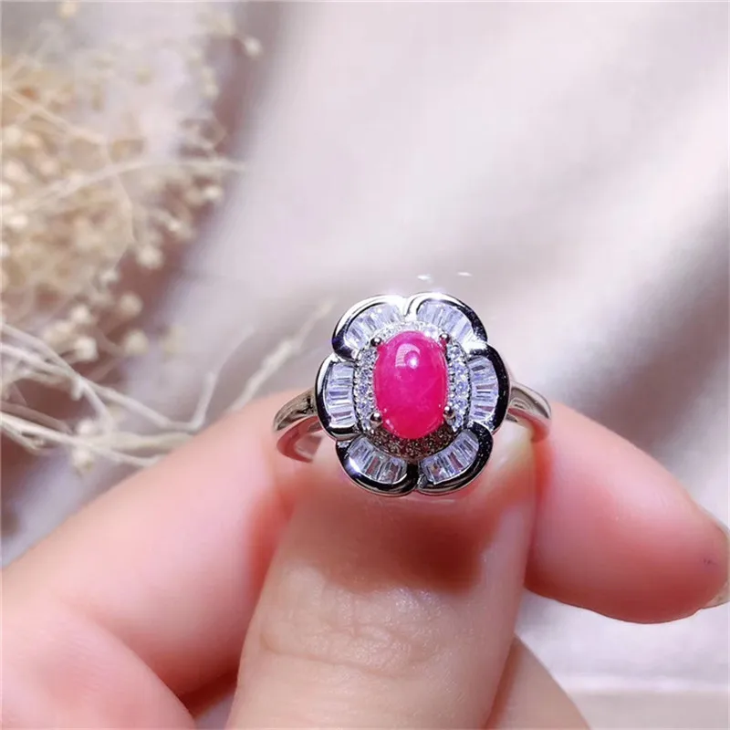 Natural de rubí anillo de las mujeres 925 de plata simple y atmosférica de joyería de estilo para los jóvenes a las necesidades diarias 2