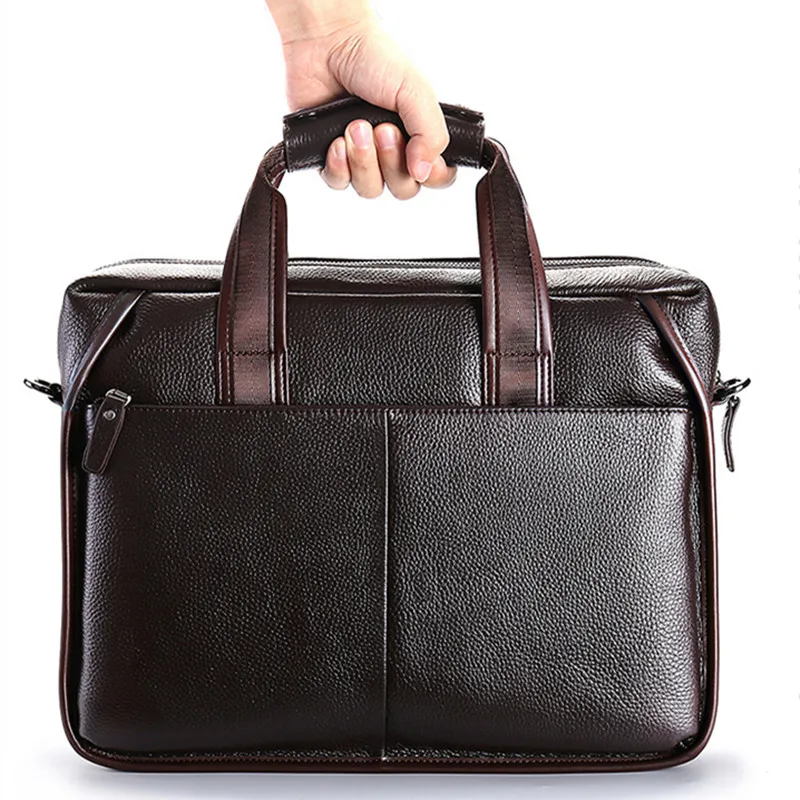 De lujo de los hombres de la vendimia del cuero genuino maletín de negocios, bolsas para portátiles, bolsas hombres, bolsos de diseño bolsa de mensajero de alta calidad bolso hombre 2