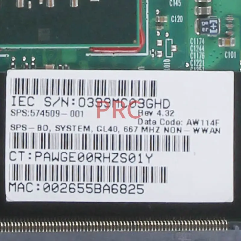 574509-001 574509-501 Para HP Probook 4510S Notebook Placa base 6050A2252601 GL40 DDR2 placa base del ordenador Portátil 2