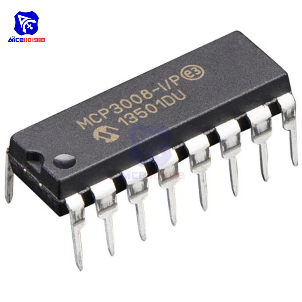 5PCS/Lot Chip IC MCP3008-I/P MCP3008 8-Canal 10-Bit a/D Convertidores de SPI DIP16 Original Circuito Integrado para Respberry Pi 2