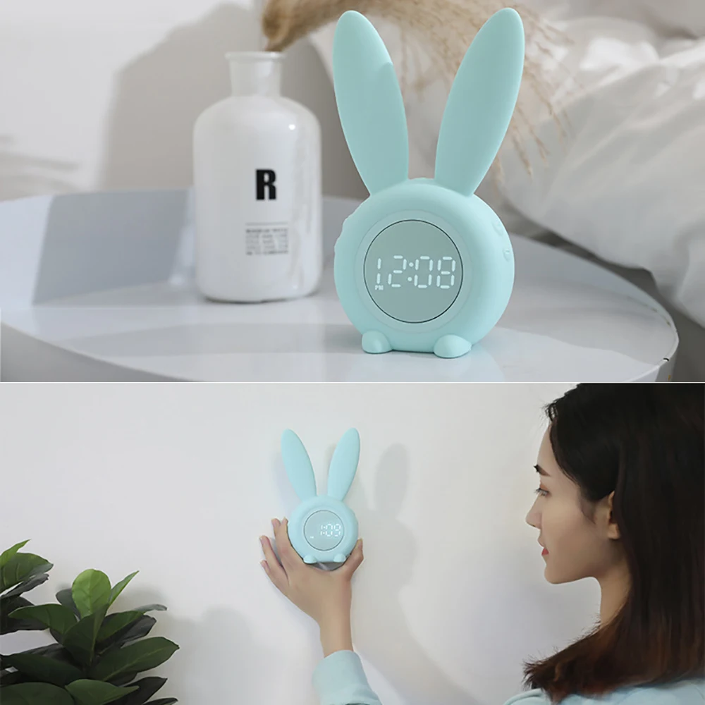 Lindo Conejito de Oído Digital LED Reloj de Alarma Electrónicos de Sonido USB de Control de Conejo de Noche, Lámpara, Reloj de Escritorio de la Decoración del Hogar 2