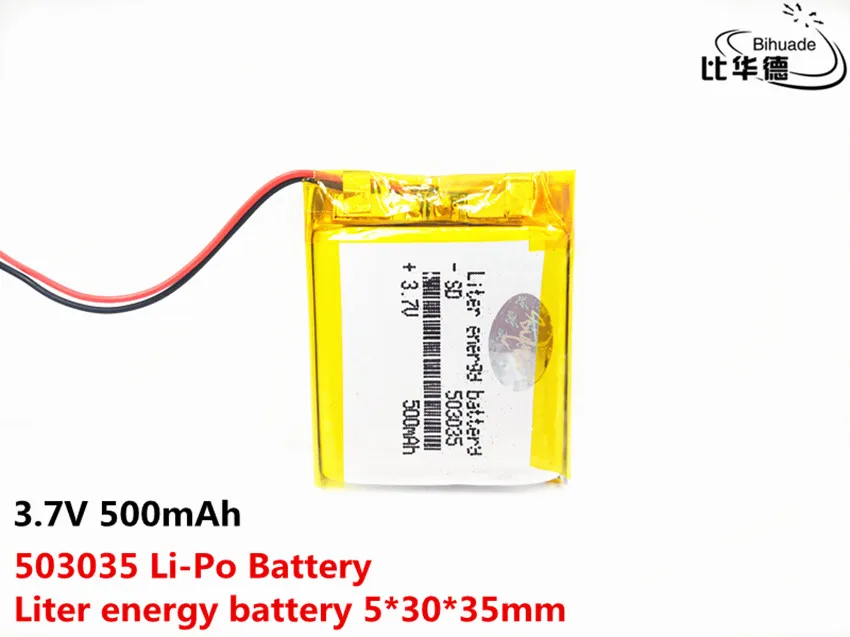La batería de polímero de 500 mah 3.7 V 503035 casa inteligente altavoces Li-ion batería para dvd,GPS,mp3,mp4,E-libro, auriculares,altavoz Bluetooth 2