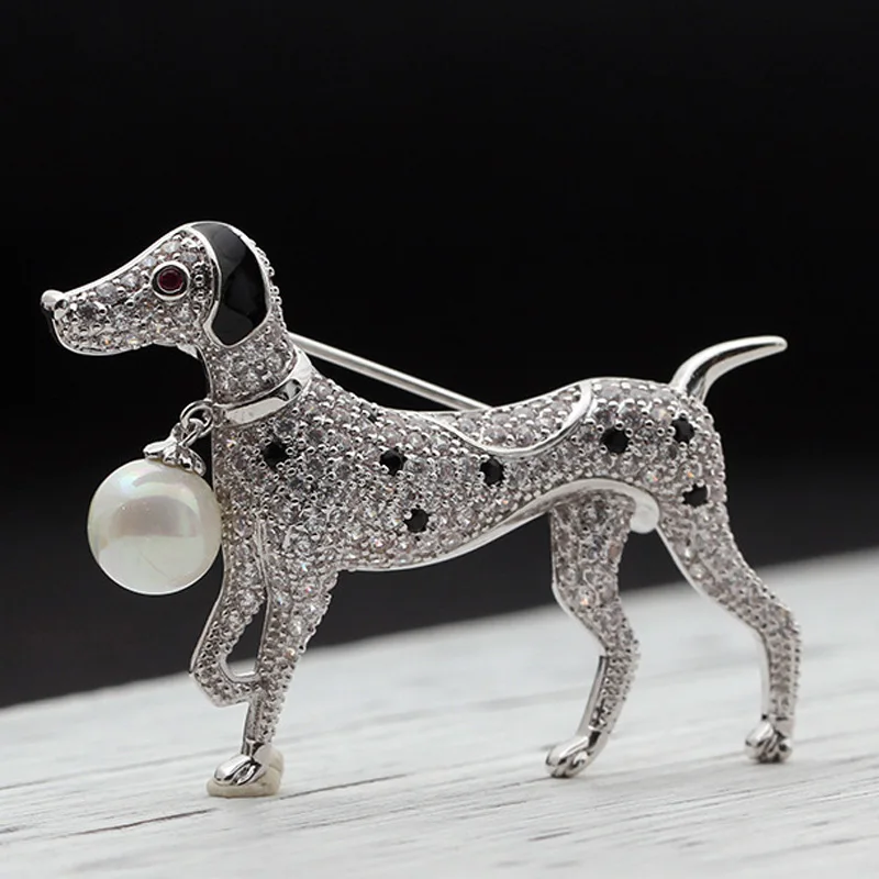 Zlxgirl marca de lujo de rodio de plata de color cúbicos circón perro de animal broches de joyería de los hombres regalos de parte de Chorro de Esmalte hiyab accesorio 2