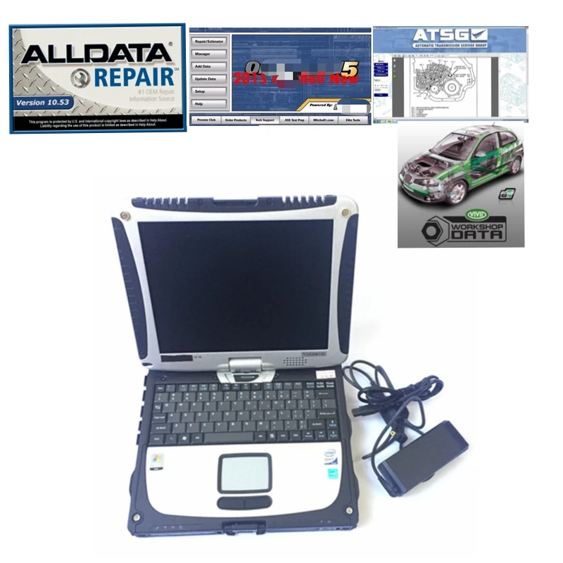 2020 de la venta caliente de 1 tb HDD Alldata Portátil alldata 10.53 Mitchel.l OD el software de reparación de ATSG Vivid Workshop data instalado en CF19 2
