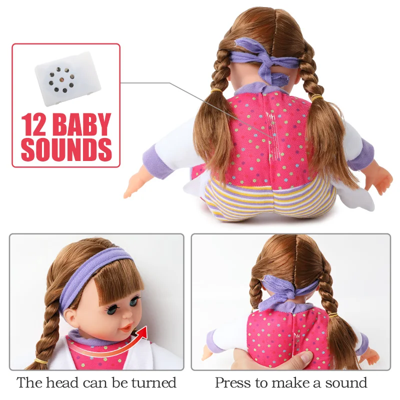 14 pulgadas bebe reborn Dolls simulación de sonido de instrumentos Médicos Realista Bebé muñeca de 36 cm de suave Silicona Enfermera de la ropa de la Muñeca para los Juguetes de niña 2
