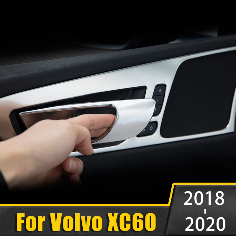 Para Volvo XC60 2018 2019 2020 4PCS de Acero Inoxidable Estilo Interior del Coche de la Manija de la Puerta Bowl Marco de Cubierta de Recorte de Pegatinas accesorios 2