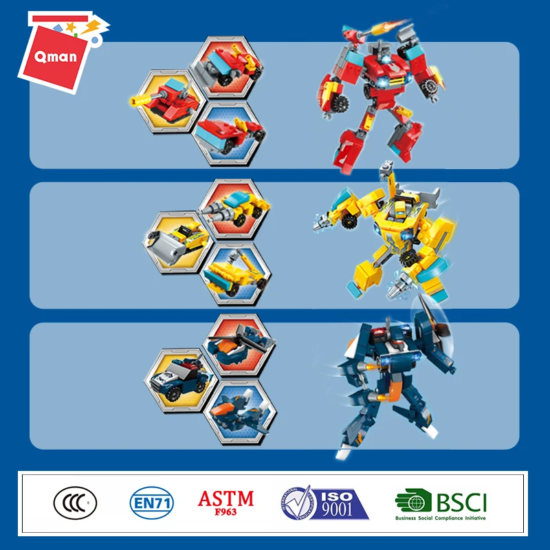 Qman Nueva 2020 Transformación de Juguetes de Acción la Construcción de Conjuntos de Bloques de 5in1 Robot Deformación Coche Ladrillos MEJOR Regalo Para los Niños de la Educación 2