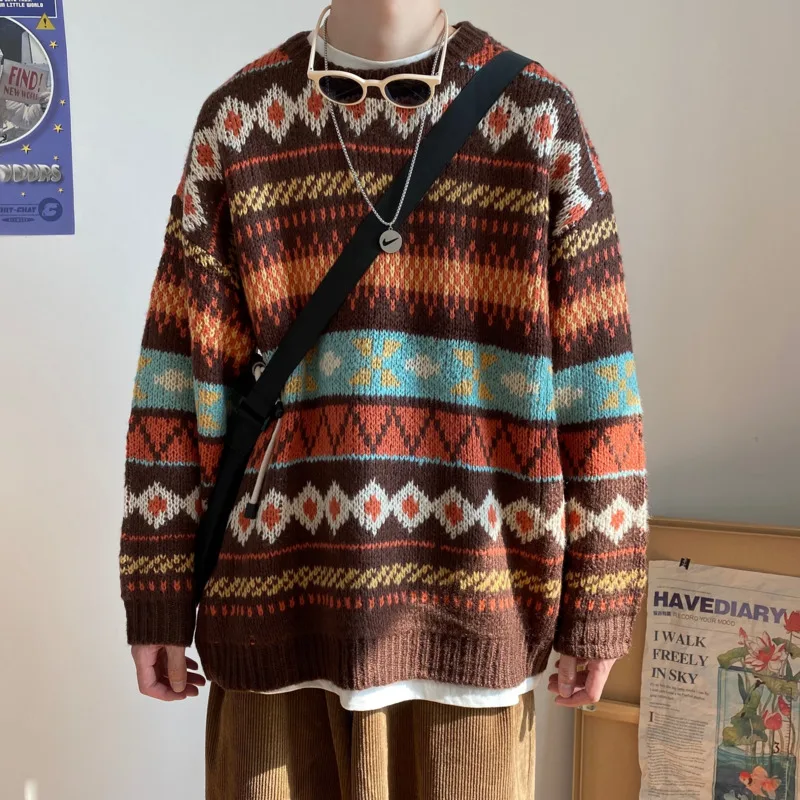 Nuevo Suéter de los Hombres Ropa de Invierno más Gruesa coreano Caliente Ropa para Hombre de los Suéteres y Pullovers Harajuku Impreso hombres, ropa de moda 2