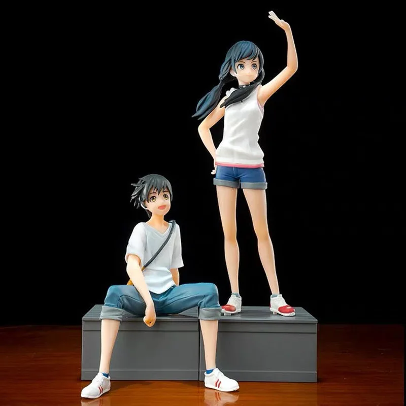 Anime la Intemperie Con la Figura Amano Hina estatuilla de Morishima Hodaka figura de acción Par de la Colección de Juguetes de modelos de Regalos Para niños 2