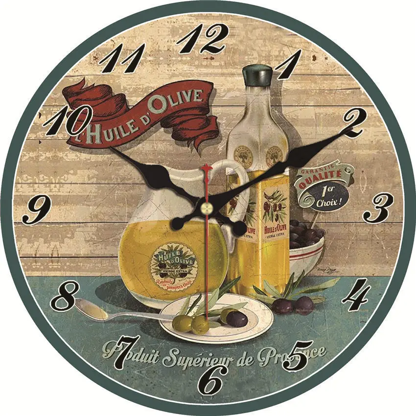 MEISTAR Shabby Chic Reloj de Pared de la Comida de la Vajilla en Silencio Cocina Decoración de la Habitación de Arte de Pared de la Decoración del Hogar, Relojes de Gran Reloj de Pared 2
