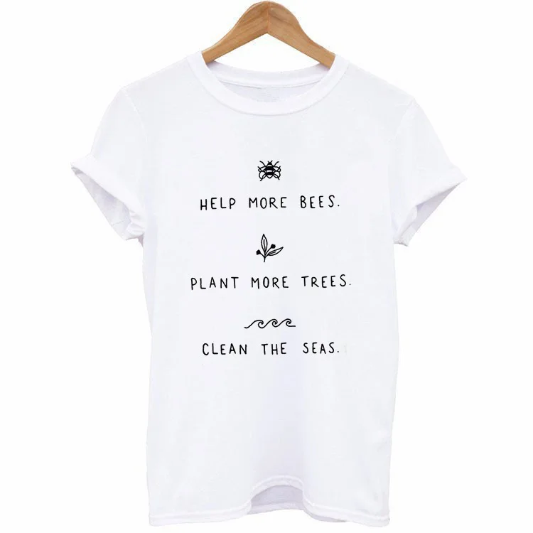 Ayudar A Más De Abejas De La Camiseta De Las Mujeres De La Planta Más Árboles Graphic Tees De Las Mujeres Salvar Los Mares Graphic Tees De Las Mujeres Camisas De Verano De 2020 2