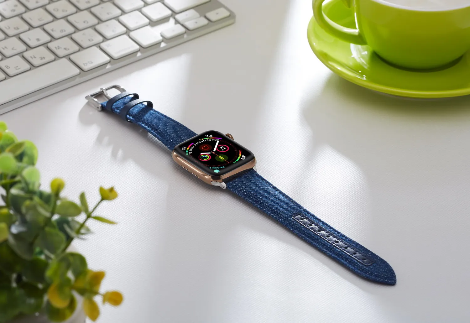 UEBN del Dril de algodón con Cuero Hebilla de Metal de la banda para el Apple Watch de la Serie 6 de la correa para el iWatch 6 5 4 44 mm 40 mm 38 mm 42 mm de correas de relojes 2
