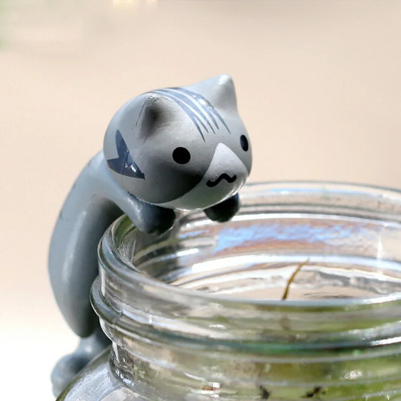 6pcs/set Kawaii Gato miniatura Gatito Agachado modelo de dibujos animados de Animales a Chica Chico juguetes Figurilla del bebé del regalo de la decoración del hogar del PVC de la artesanía 2