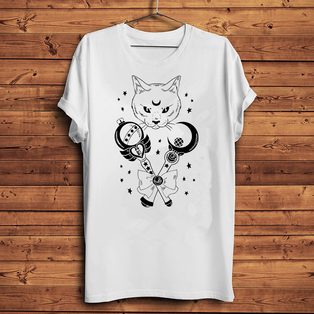 Nueva Sailor Moon Camisa De Anime Japonés Gato Negro T-Shirt Fresco Gótico Tee Unsex Punk Camiseta Hipster Tops 2