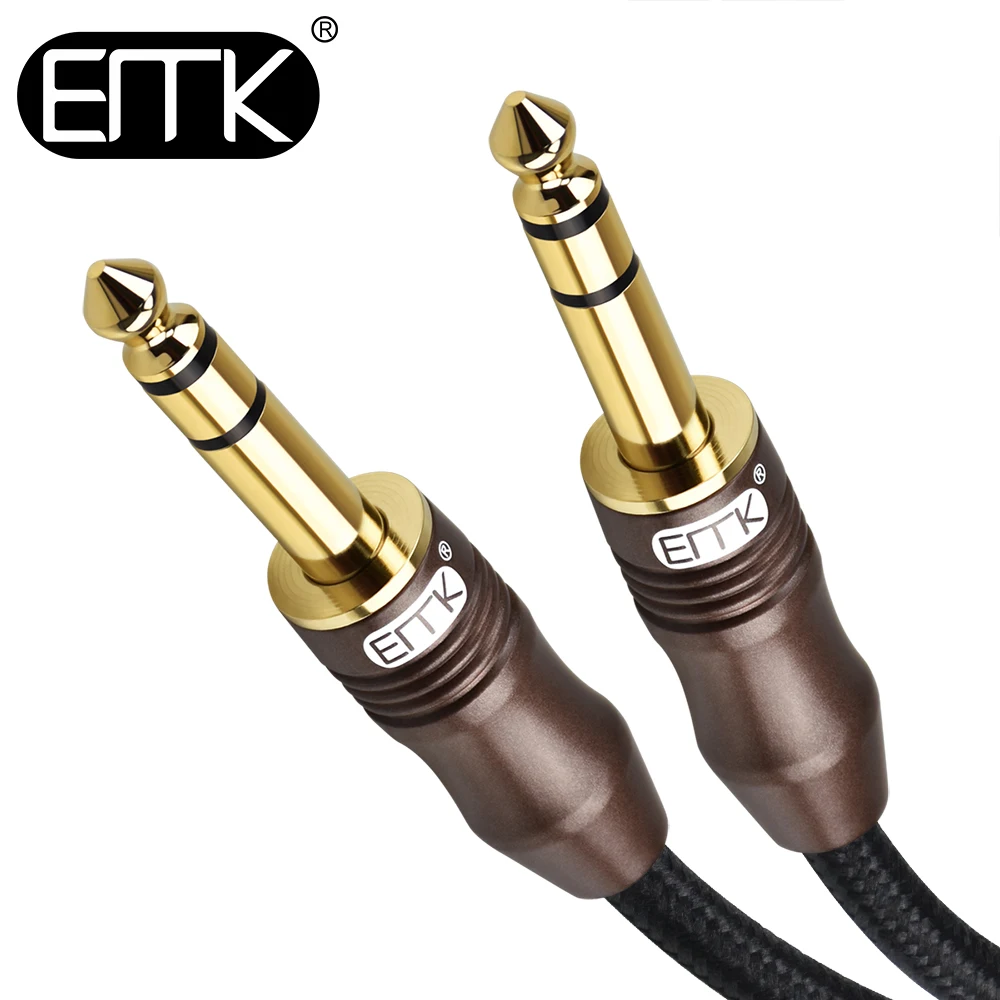 EMK 6.35 mm de Cable 6.5 Cable de Audio 6.3 doble Jack macho a Macho 6.35 de audio Cable de 1m 3m 5m 10m 15m de música para Guitarra Amplificador Mezclador 2