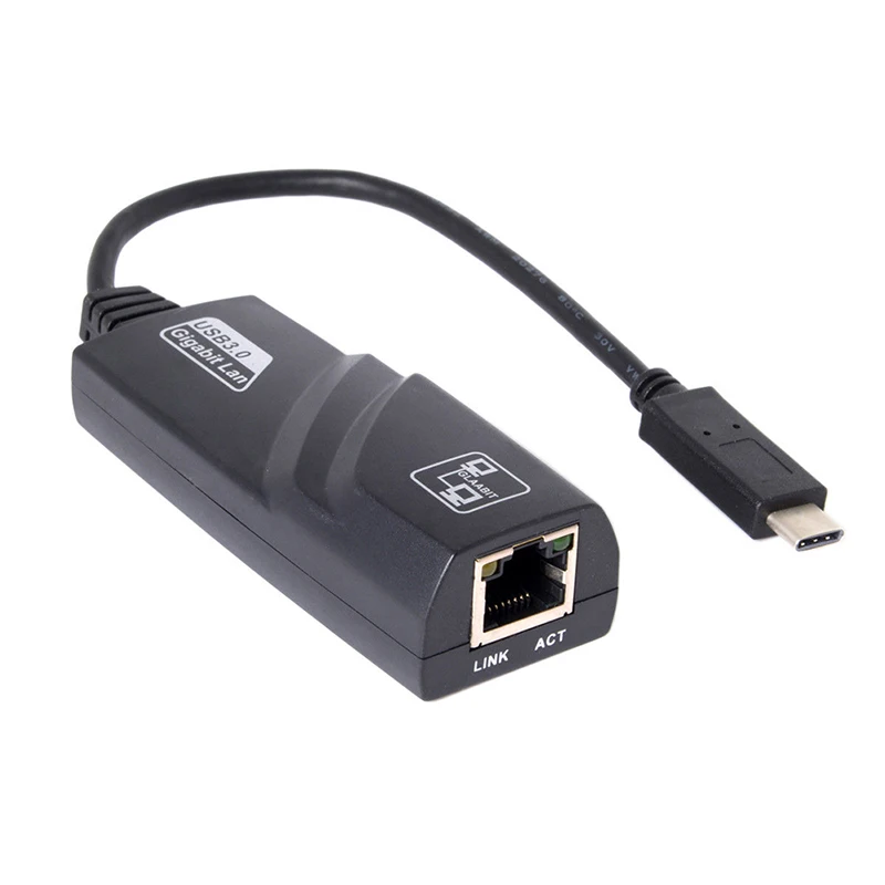 1000Mbps de Tipo c, USB-C A RJ45 Gigabit Ethernet LAN Cable de Adaptador de Red Para PC K Portátil Accesorio de color Negro 2