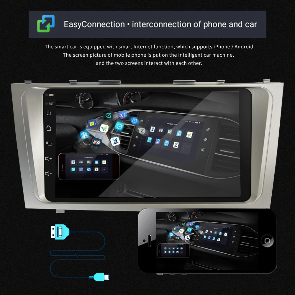 AMPrime 2din Coche Android de Radio 2.5 D de 9 pulgadas Reproductor Multimedia Para Toyota Camry 08 09 10 11 Navegación gps Wifi Cámara Estéreo de Audio 2