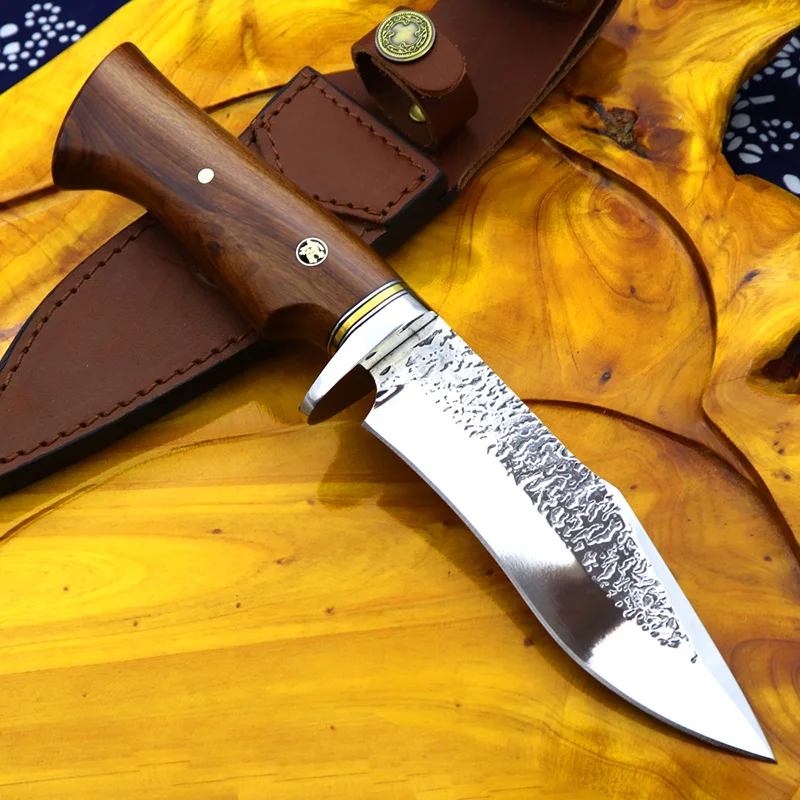 De alta calidad de encargo de cuchillos de caza al aire libre cuchillo Bowie de supervivencia de Combate Afiladas de acero AUS8 la cuchilla fija Bushcraft de la vaina de la herramienta de rescate 2