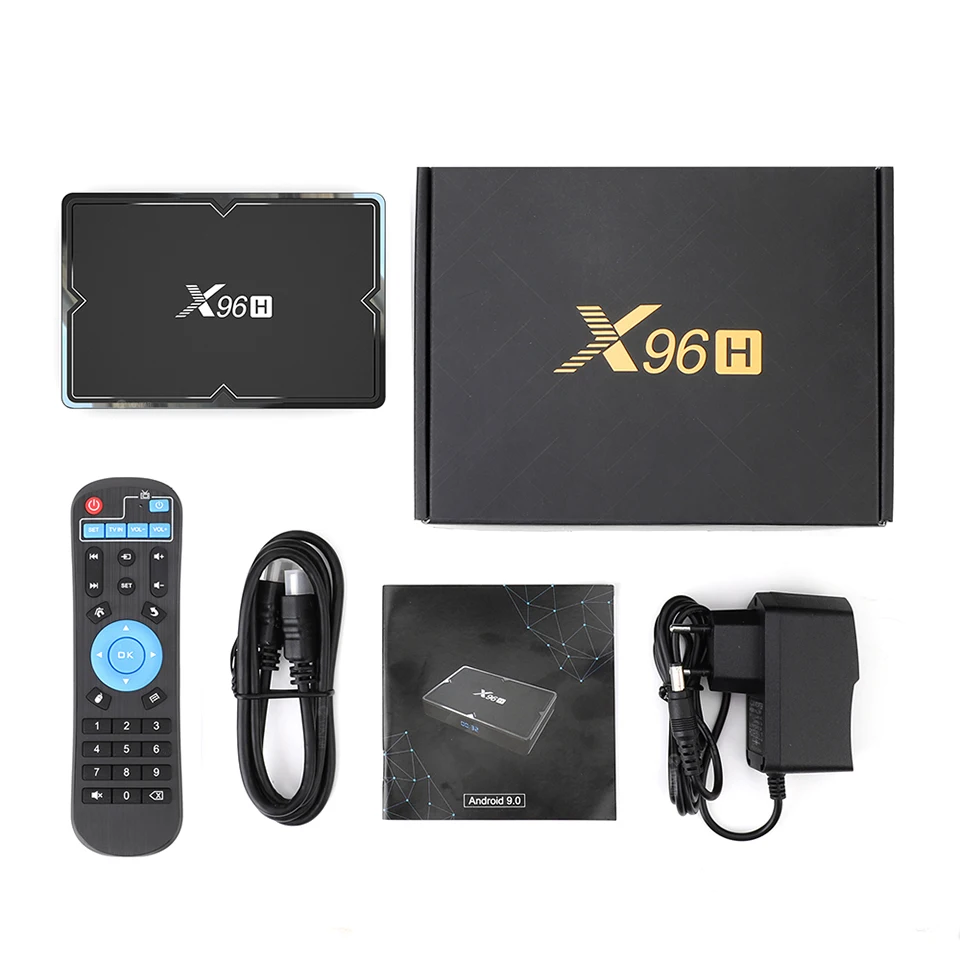 X96 X96H Smart TV BOX Android 9.0 TV Media Player CUADRO Max 4 gb de RAM y 64 GB, Quad Core Dual Wifi Youtube Google PlayStore 6K 2