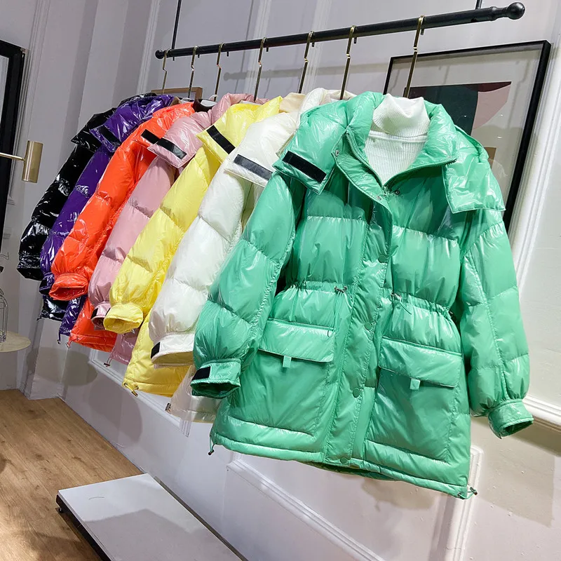 Chaqueta de invierno de las Mujeres de la capa de Streetwear 2020 de gran tamaño de alta calidad de 90% pato blanco suelto gruesa caliente abajo chaqueta Para las Mujeres YR86 2