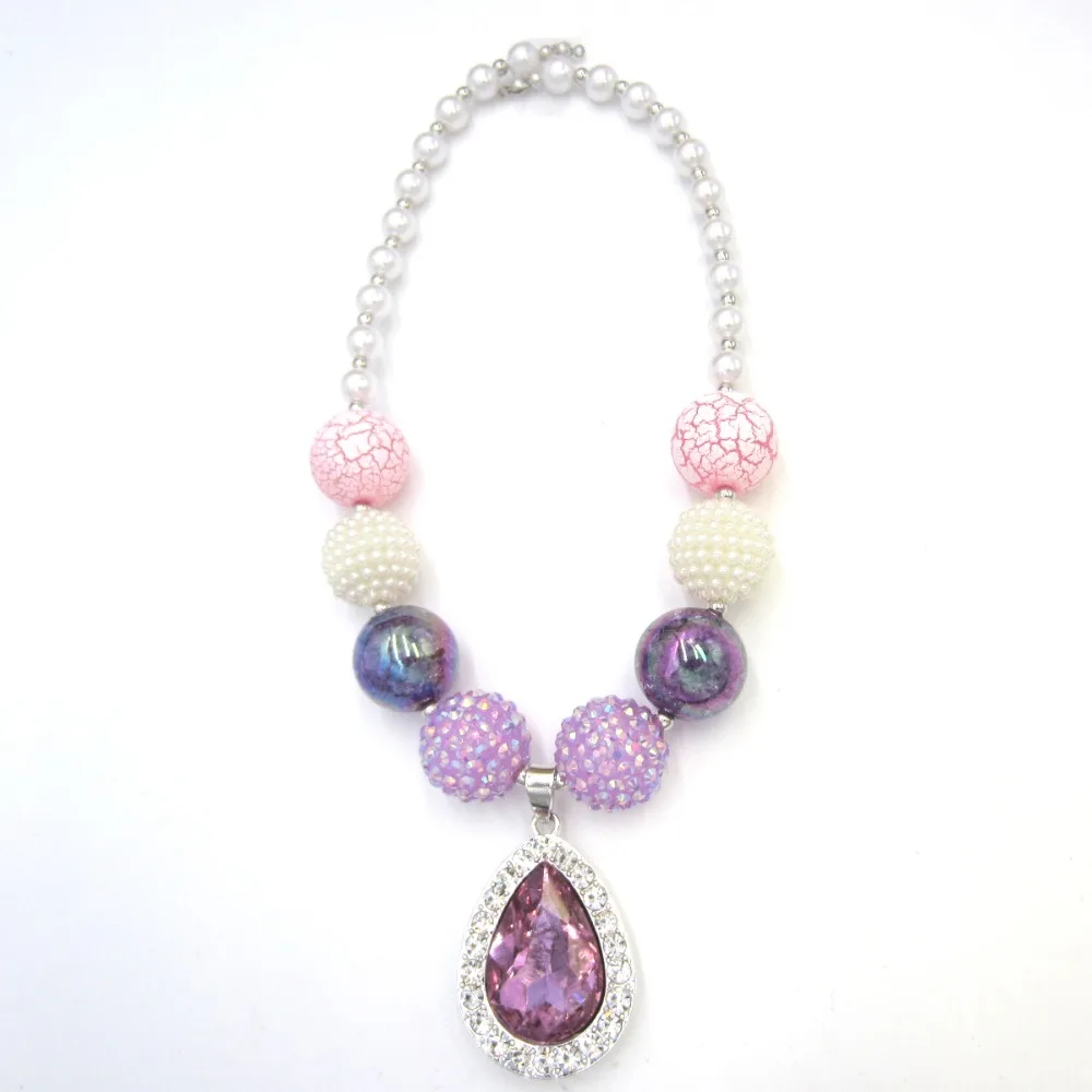 3*4.8 cm de la Princesa Sofia la Primera Púrpura en forma de Lágrima Amuleto Colgante de Collares de Gatear Niñas Grueso Collar de goma de mascar Niños Lindos Regalos 2