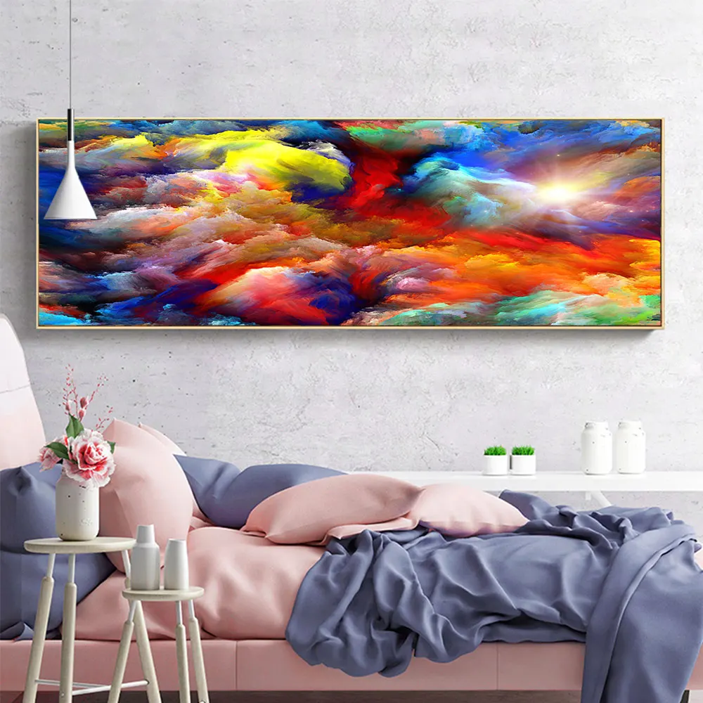 AAHH Lienzo de Pintura de Gran Tamaño en la Nube de la Pintura Abstracta de Colores de la Pared del Arte de los Carteles de la Nube de Imagen de Decoración para el Hogar Sin el Marco 2