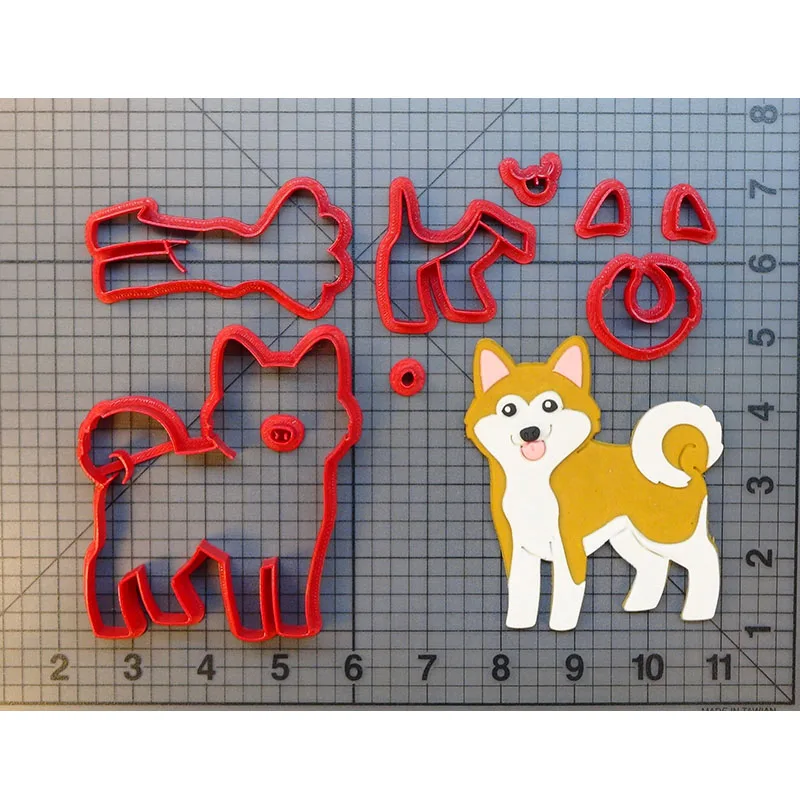 Precioso Animal, perro de aguas Yorkie Corgi Shiba Inu Perro de la Forma del Cuerpo Fondant y la Decoración de Molde Impreso en 3D Cortador de Galletas Conjunto 2