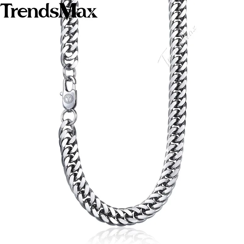 Trendsmax Rombo Vínculo de los Hombres Collar de Cadena de Plata de Acero Inoxidable de Tono de Color 7/9/12/15mm KKNM163 2