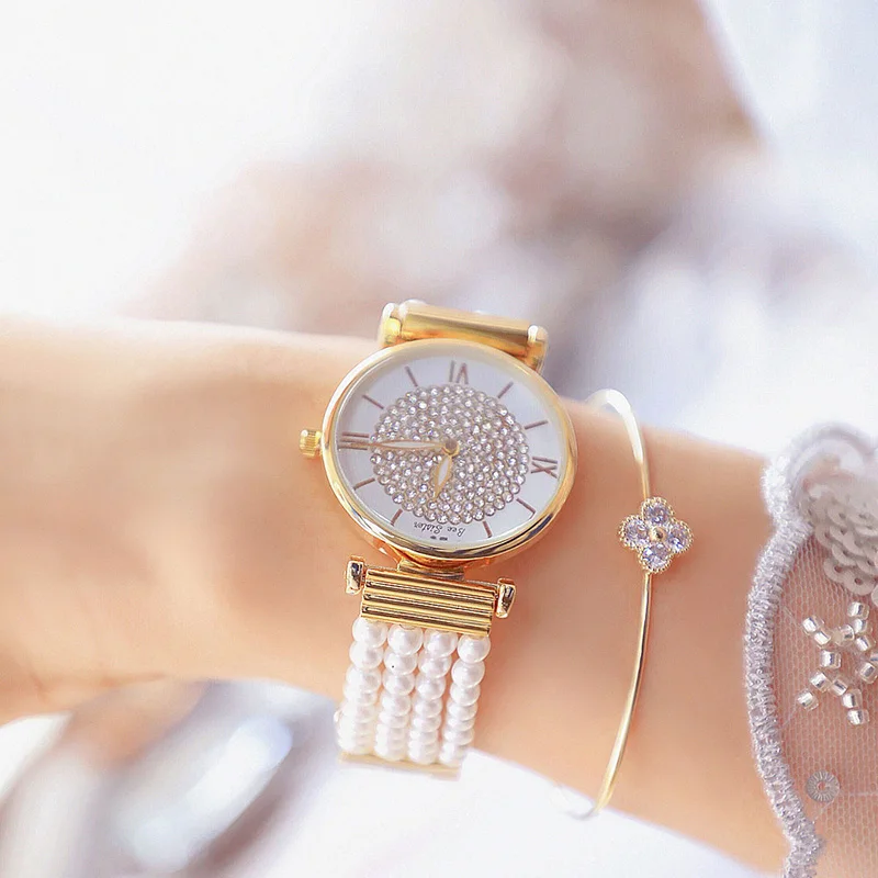 Zegarki Damskie 2019 Mujeres Relojes de Cuarzo de Lujo de la Pulsera de la Perla Elegante Vestido de Relojes de las Señoras reloj de Pulsera de Relogios Femininos saat 2