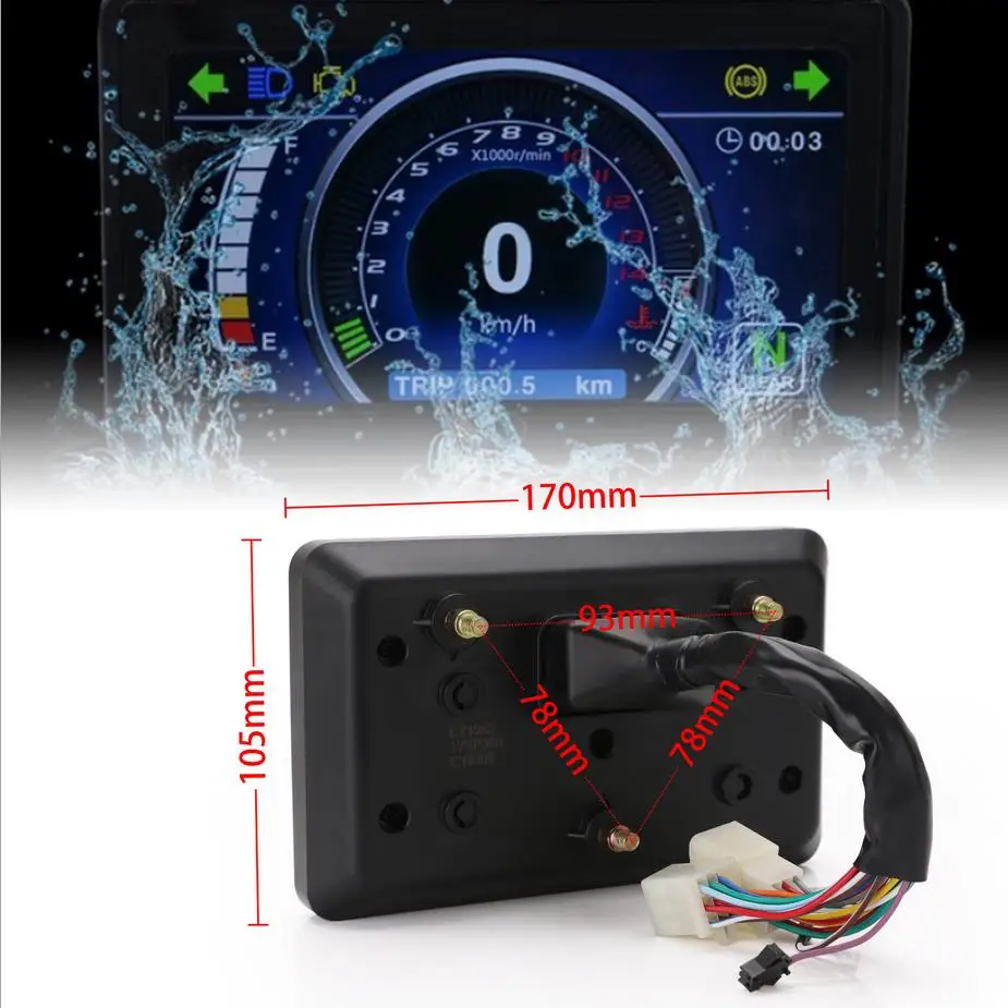 Universal de la Motocicleta 1 2 4 Cilindros Pantalla LCD de panel de Instrumentos con Velocímetro Digital Medidor de Velocidad del Multi-funcional Accesorios 2