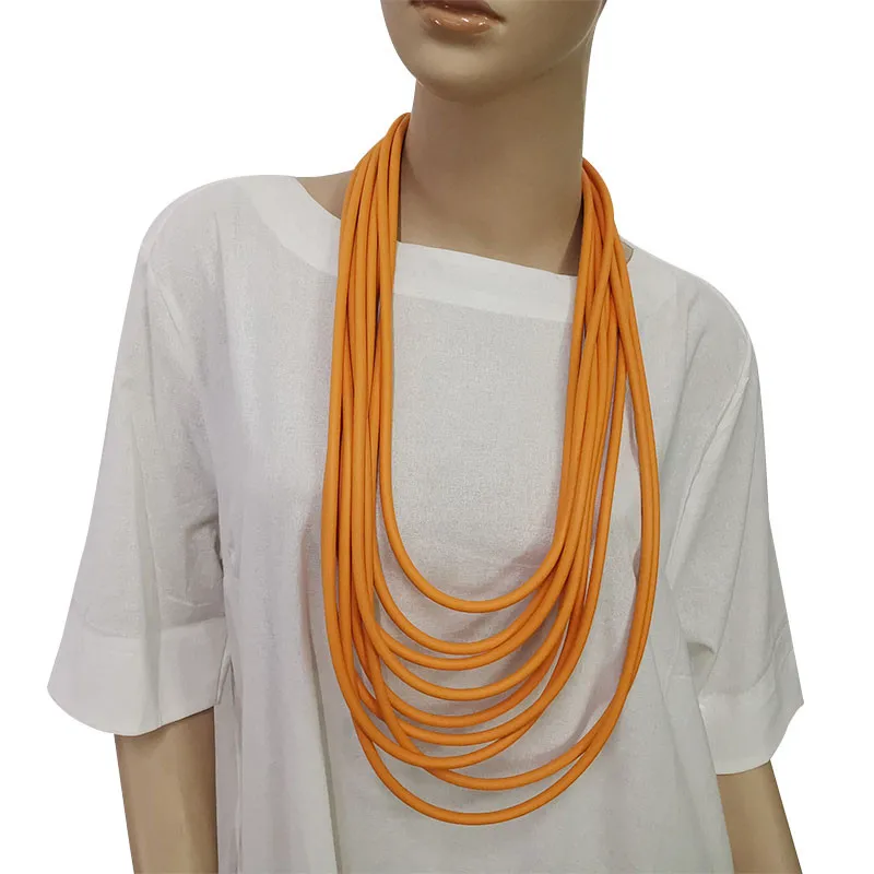 YD&YDBZ Multi Color de Silicona Suave de la Cuerda Collar Largo Para Mujeres Únicas Multi-capa de Material de Cuero de los Collares de Fiesta Accesorios 2