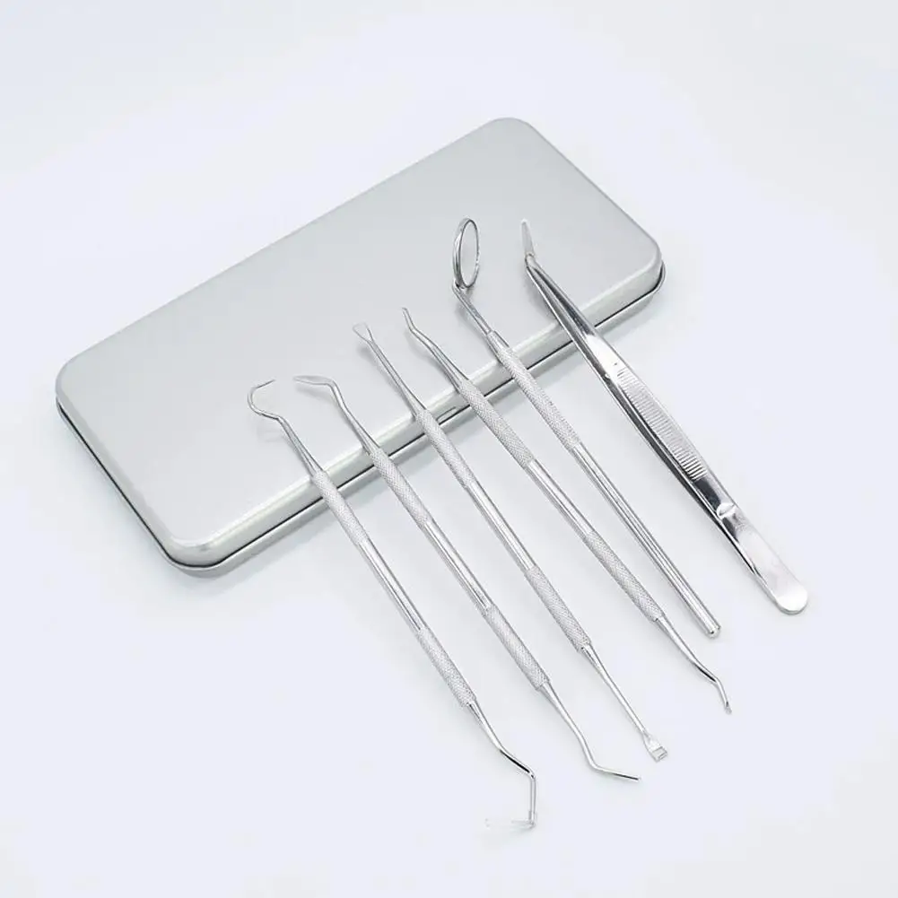 6pc Higiene Dental Kit de herramientas de Dentista Sarro Rascador Escarificador Equipo Dental Cálculo de la Placa de Remover la Limpieza de los Dientes Oral Herramienta de Cuidado 2