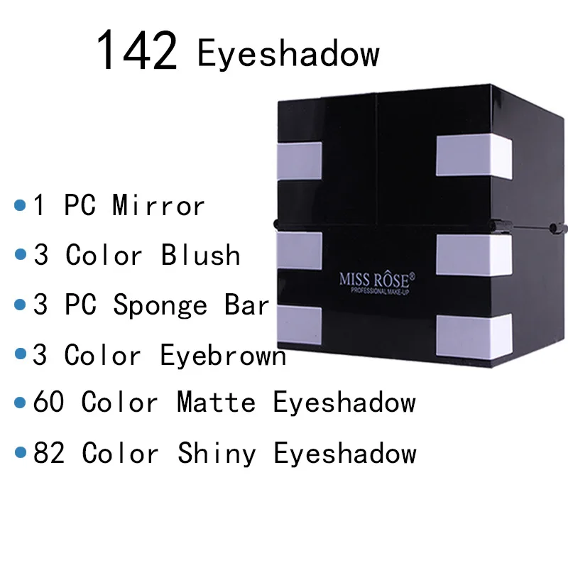 142 Colores conforman CONJUNTOS de Mate de Brillo de la Sombra de Ojos Paleta de Polvo de lápiz Labial Rubor Pincel de Maquillaje Profesional Cosméticos Kit 2