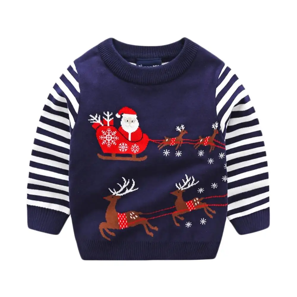 Niño Suéter de las Niñas Otoño Invierno Bebé Niño Niña Jersey Ropa de abrigo Niños de Algodón Suéter de Navidad para 2 a 8 Años 2019 2