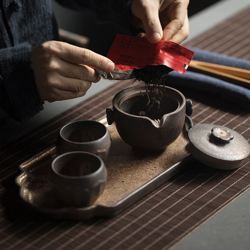 TANGPIN chino de kung fu juegos de té de cerámica vaso de agua con 2 tazas de té y una bandeja de té japonés conjunto de cristalería 2