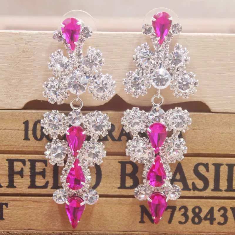 Oro champán de los aretes de brillantes lindo de las mujeres earring2019 más reciente rojo/rosa de la boda /fiesta del arete Zerong nuevos aretes de diamante de imitación 2