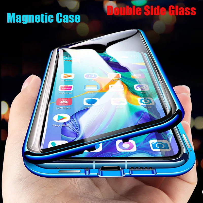 Magnético de Doble cara de Cristal de la caja del Teléfono De Huawei Nova 7 7 Pro 6 6 SE Caso Nova 5T 5 Pro 4 3 3i 2S Cubierta de Parachoques de Metal Fundas 2