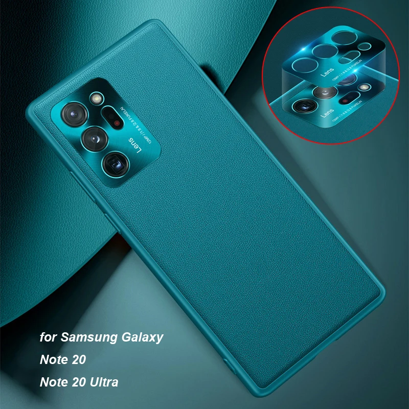 Para Samsung Galaxy Nota 20 Ultra Nota 20 5G Note20 Caso de Cuero de la PU Completa Proteger el Metal de la Cámara Protector Suave de la Espalda Cubierta de la Funda 3