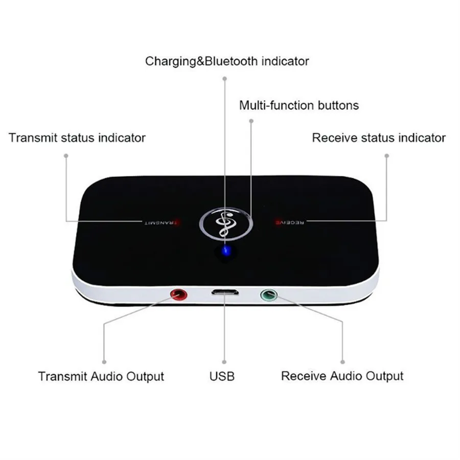 Actualizado Bluetooth 5.0 de Audio del Transmisor Receptor RCA de 3,5 mm AUX Jack USB Dongle Música Adaptador Inalámbrico para Coche de PC TV Auriculares 3