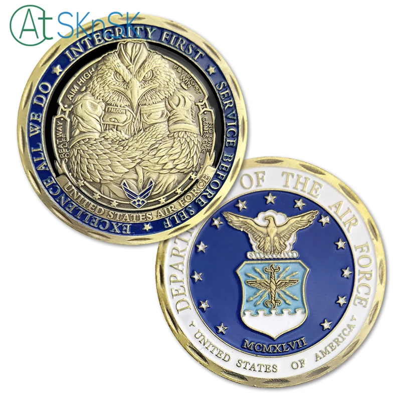 1PC Departamento De La Fuerza Aérea Reto de la Moneda la Excelencia en Todo lo que Hacemos, la Integridad de Primera, el Servicio Antes de Auto, de la USAF de Monedas de Colección 3