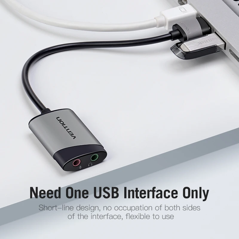Intervención USB Tarjeta de Sonido Externa USB a 3.5 mm Adaptador de Audio USB para Auriculares con Micrófono para Ordenador Macbook Portátil PS4 Tarjeta de Sonido 3