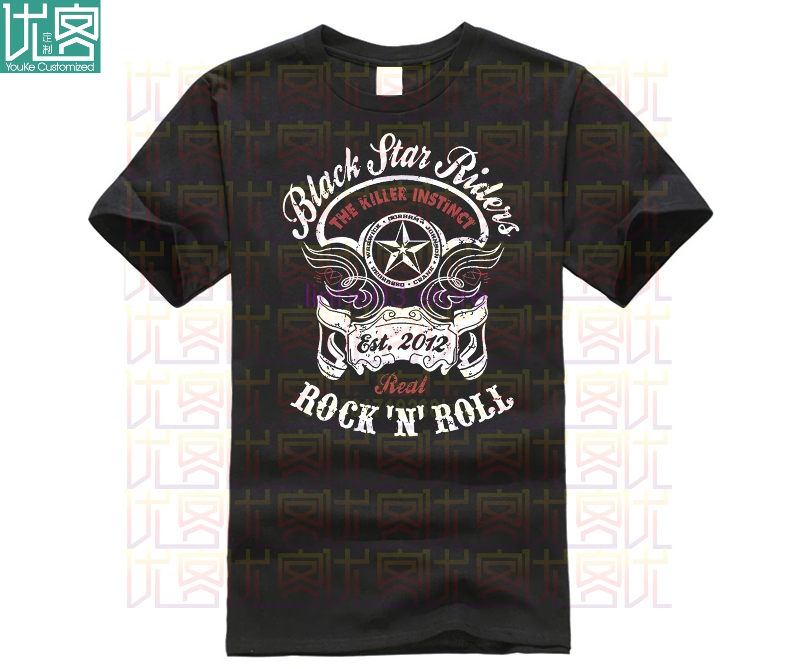 Camisetas divertidas Black Star Riders 'rock N roll' t-mierda Mens Impreso Tops Camisetas Streetwear Camiseta de Moda 3