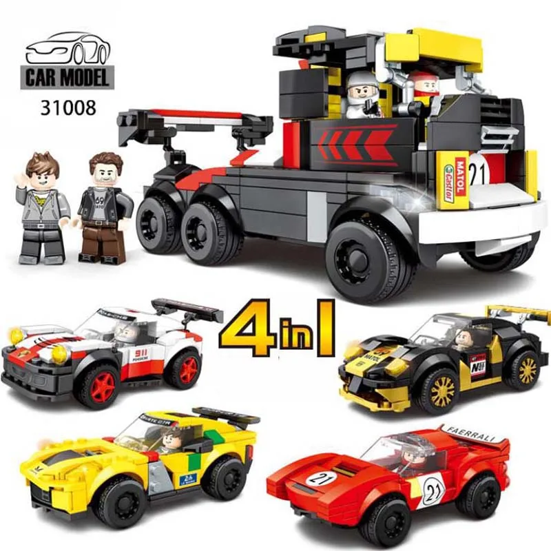 2020 Nuevos Deportes de Coches de Juguete de Construcción del Bloque 4 en 1 Modelo de Ladrillos Creador Tire hacia Atrás del Coche de Niño de Creative Assembly Juguete de Lego compatible 3