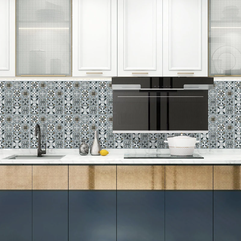 Auto-Adhesivo de Azulejos de Mosaico etiqueta Engomada de la Pared de la Cocina Piso del cuarto de Baño Decoración de la Pared de Vinilo fondo de pantalla Impermeable de la Cáscara de Palo de PVC Panel de 3