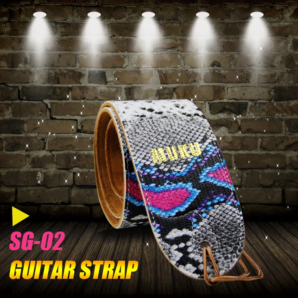 MUKU correa para Guitarra bajo la correa de cuero de las correas de cuero de alta calidad de la serpentina de diseño de Tres opciones de color de accesorios de guitarra 3